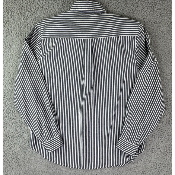 Highgate Ltd Womens Blouse Size 8 Gray White Stripe Floral Embroidered - Picture 5 of 13
